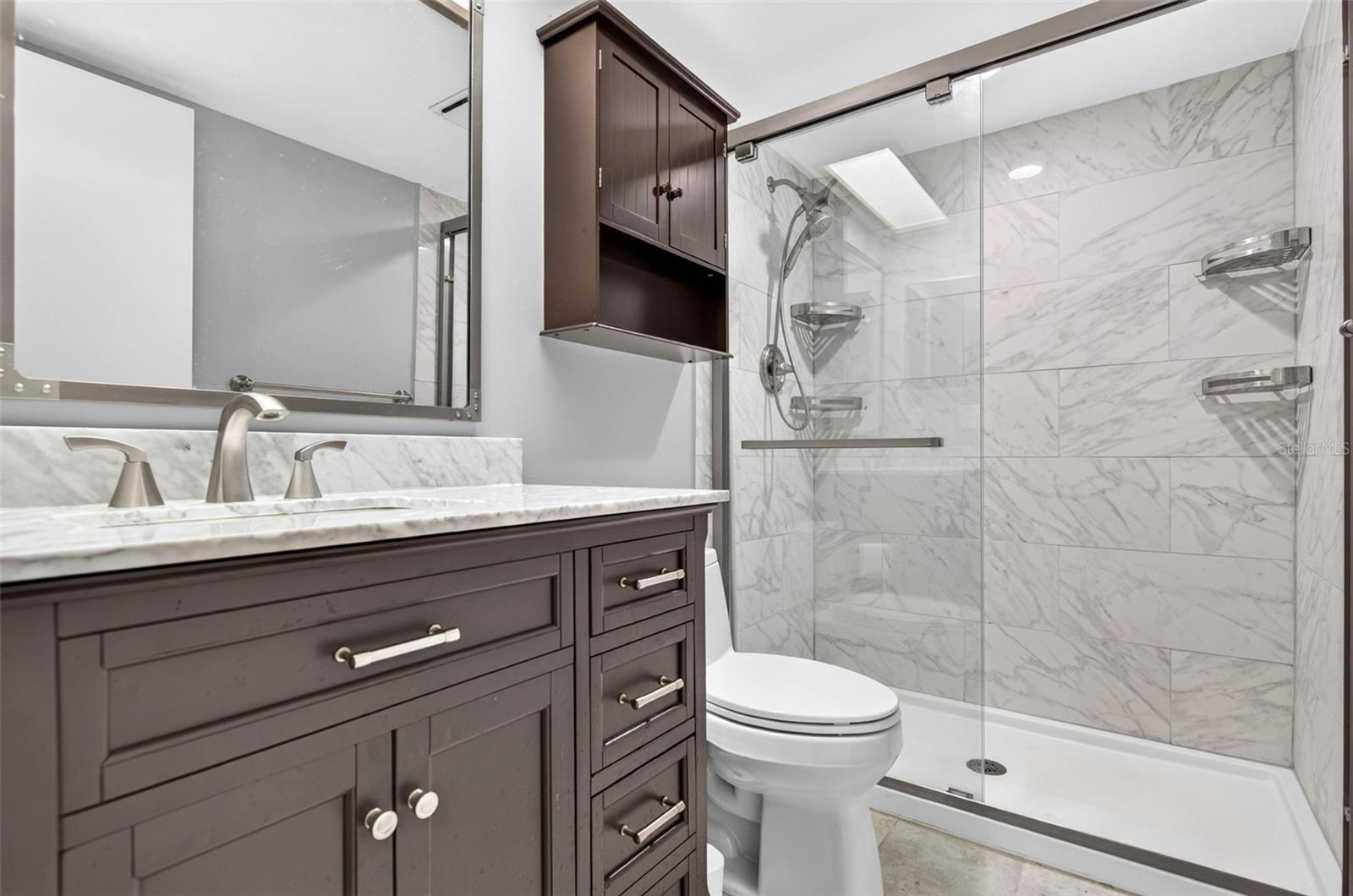 Renovated Primary bathroom with walk in shower