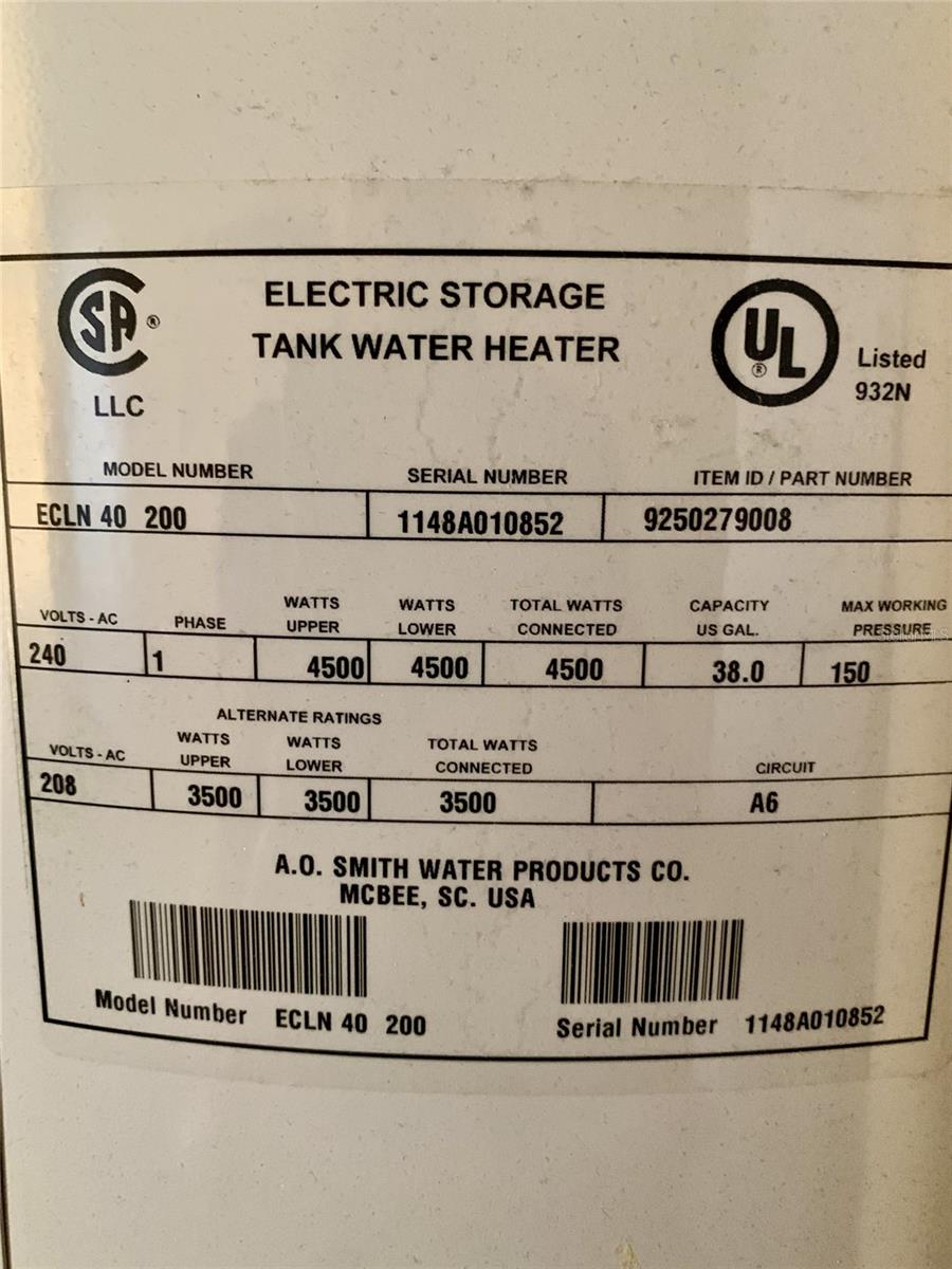 Hot water heater 2011