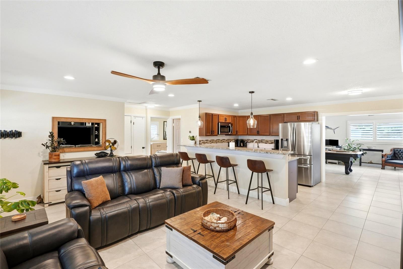 Living room, Kitchen, and Family room