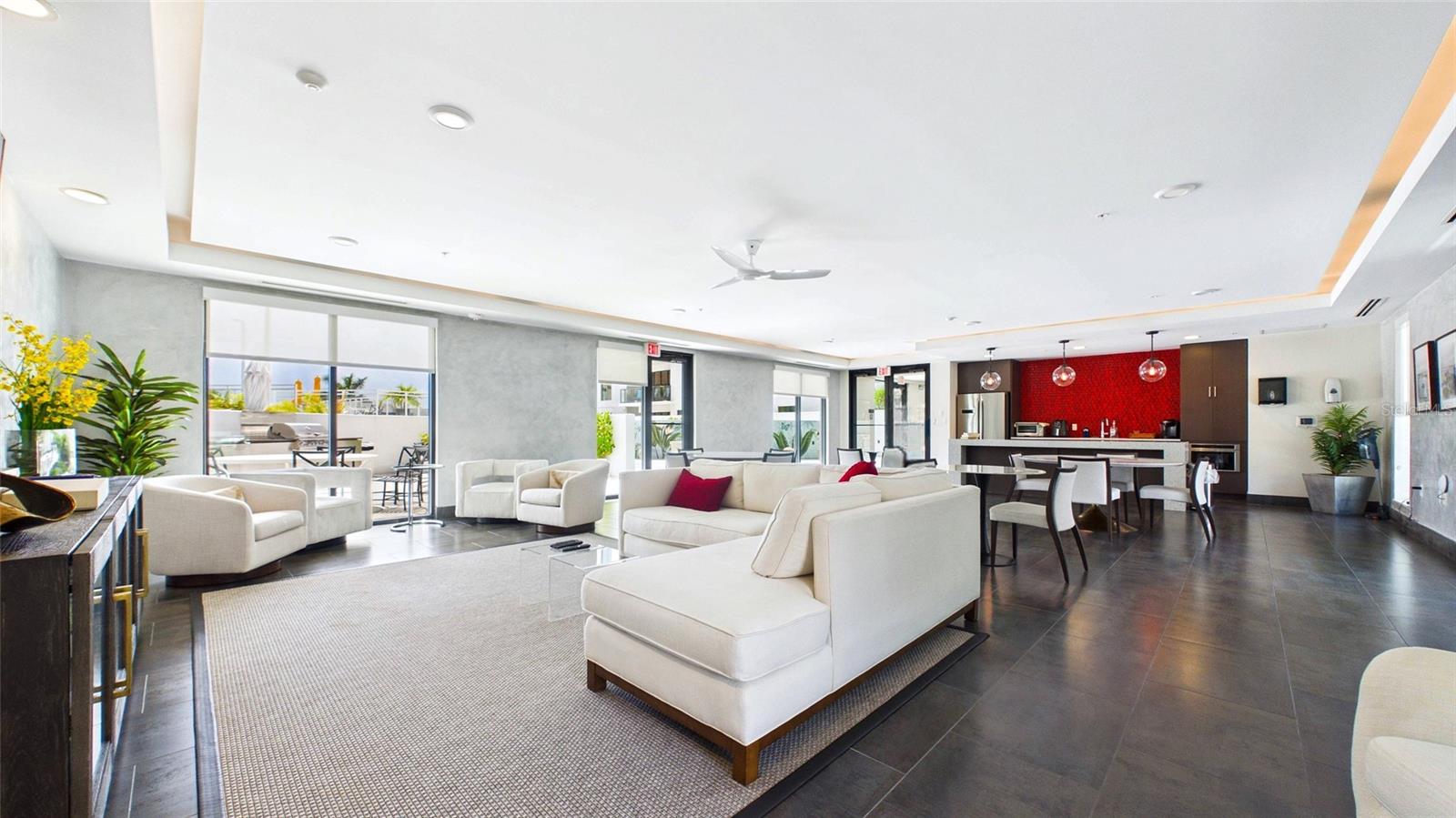 Club room with kitchen