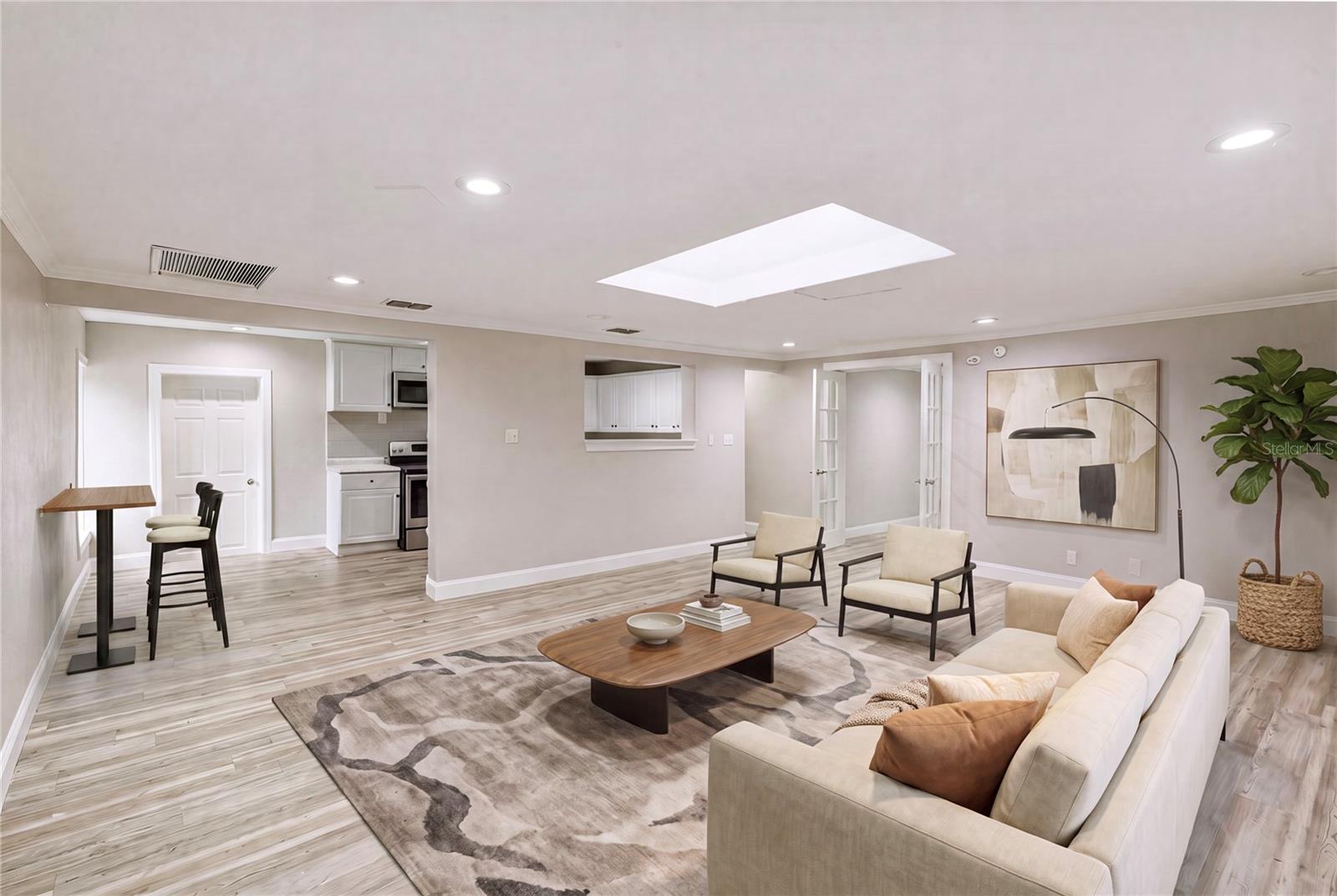 Living space connected to kitchen