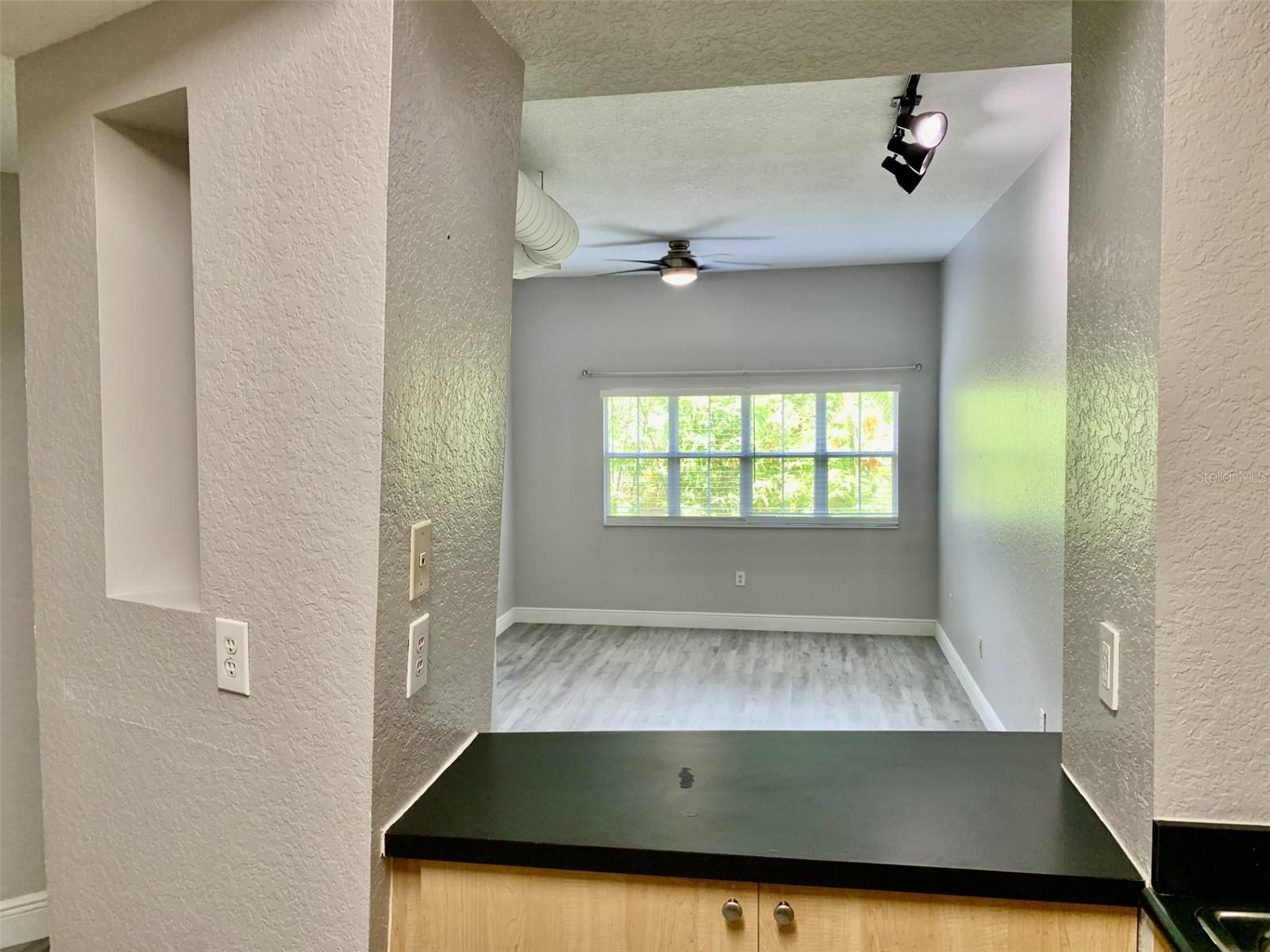 View of living room from kitchen