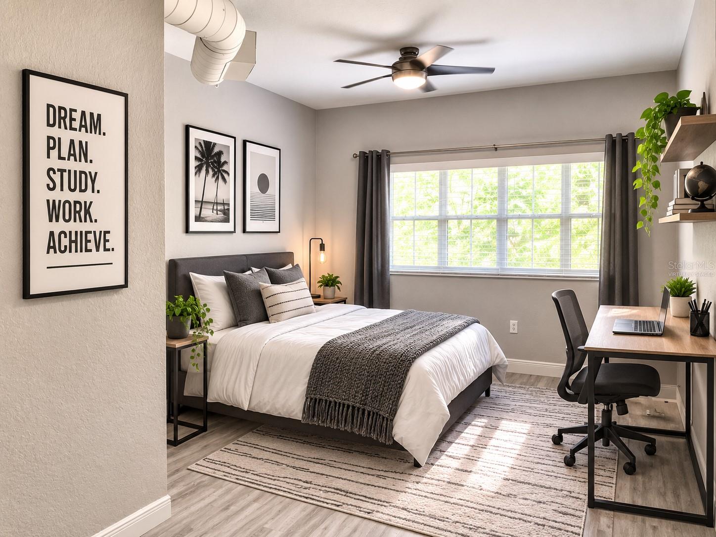 Living room virtually staged as a bedroom by ChatGPT