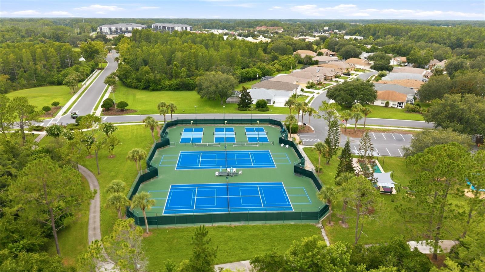 The main entrance on the left, comes in near the community center of fun!