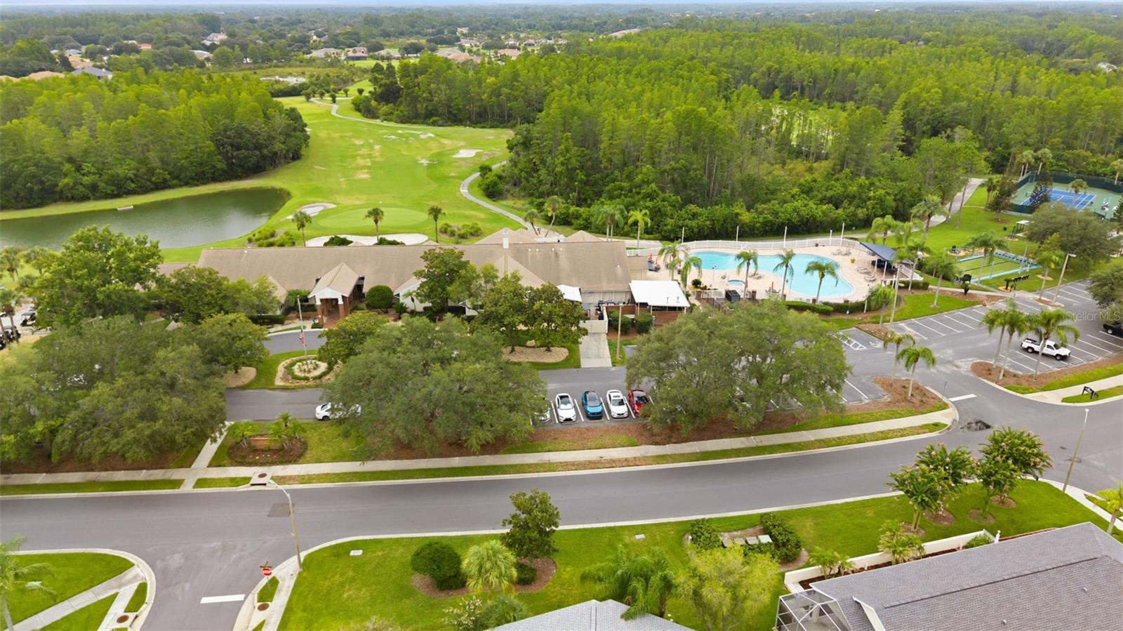 The clubhouse, golf pro shop, restaurant, and work-out room are all included in this large area.