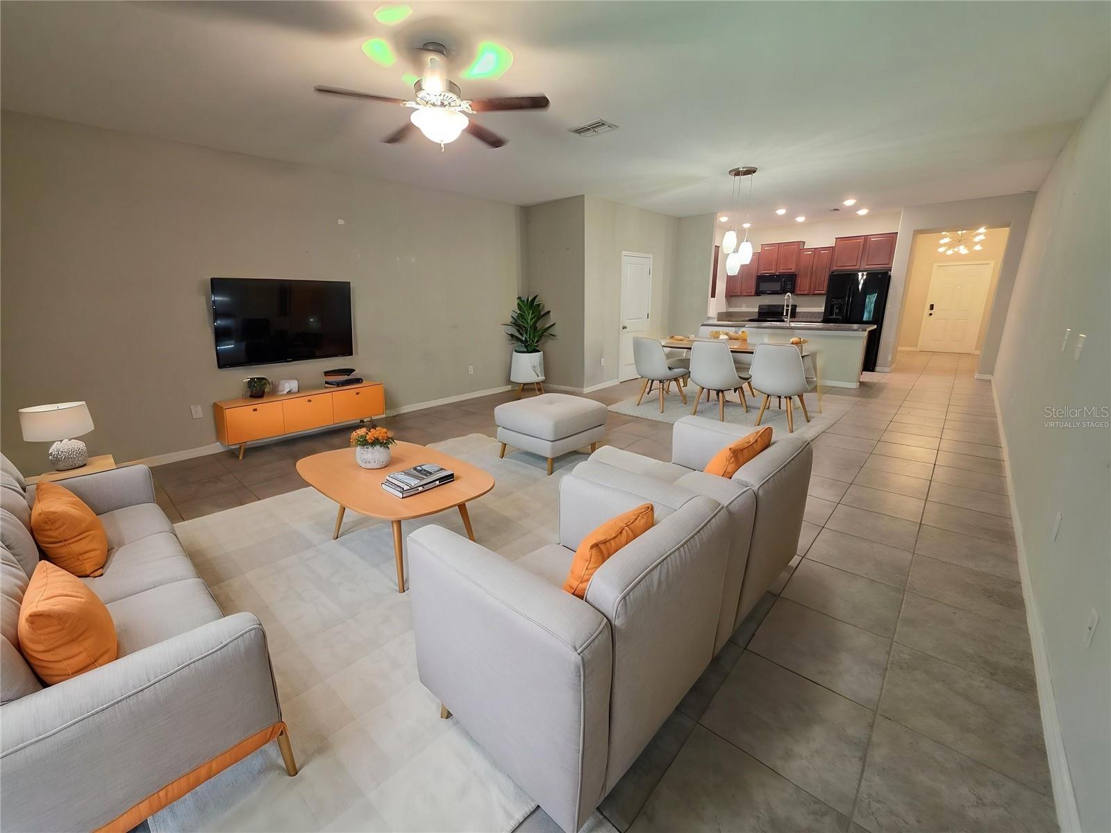 Virtually Staged Living Room and Dining Room