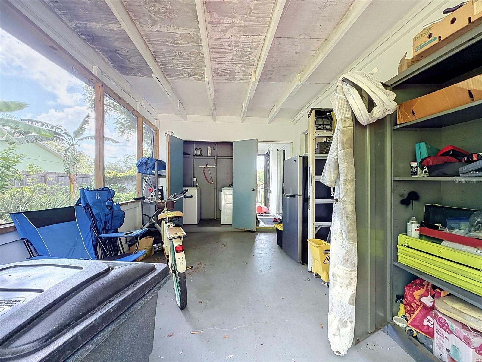 laundry in the screened in porch