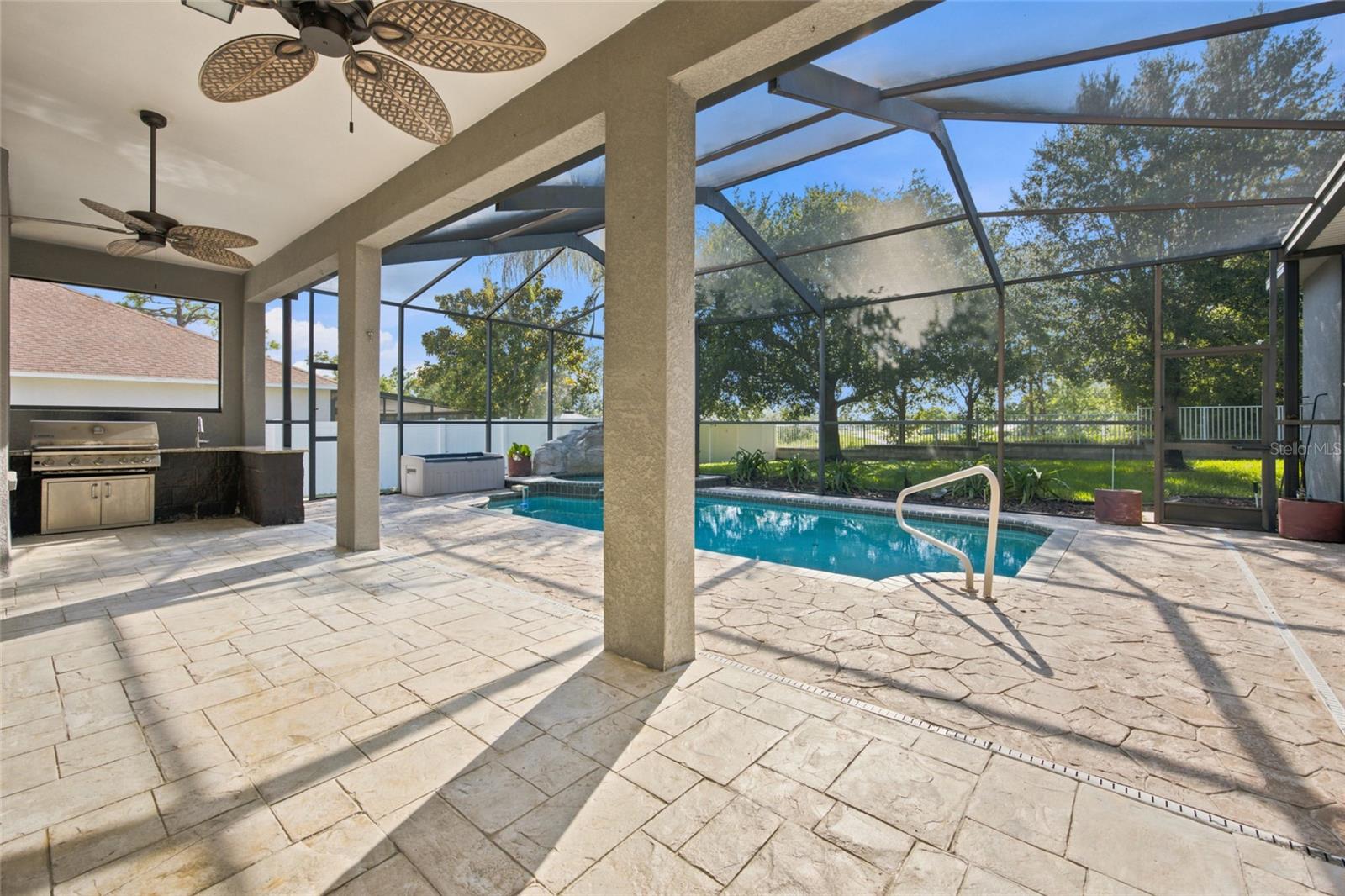 Large Covered Lanai with Outdoor Fans & BBQ Area