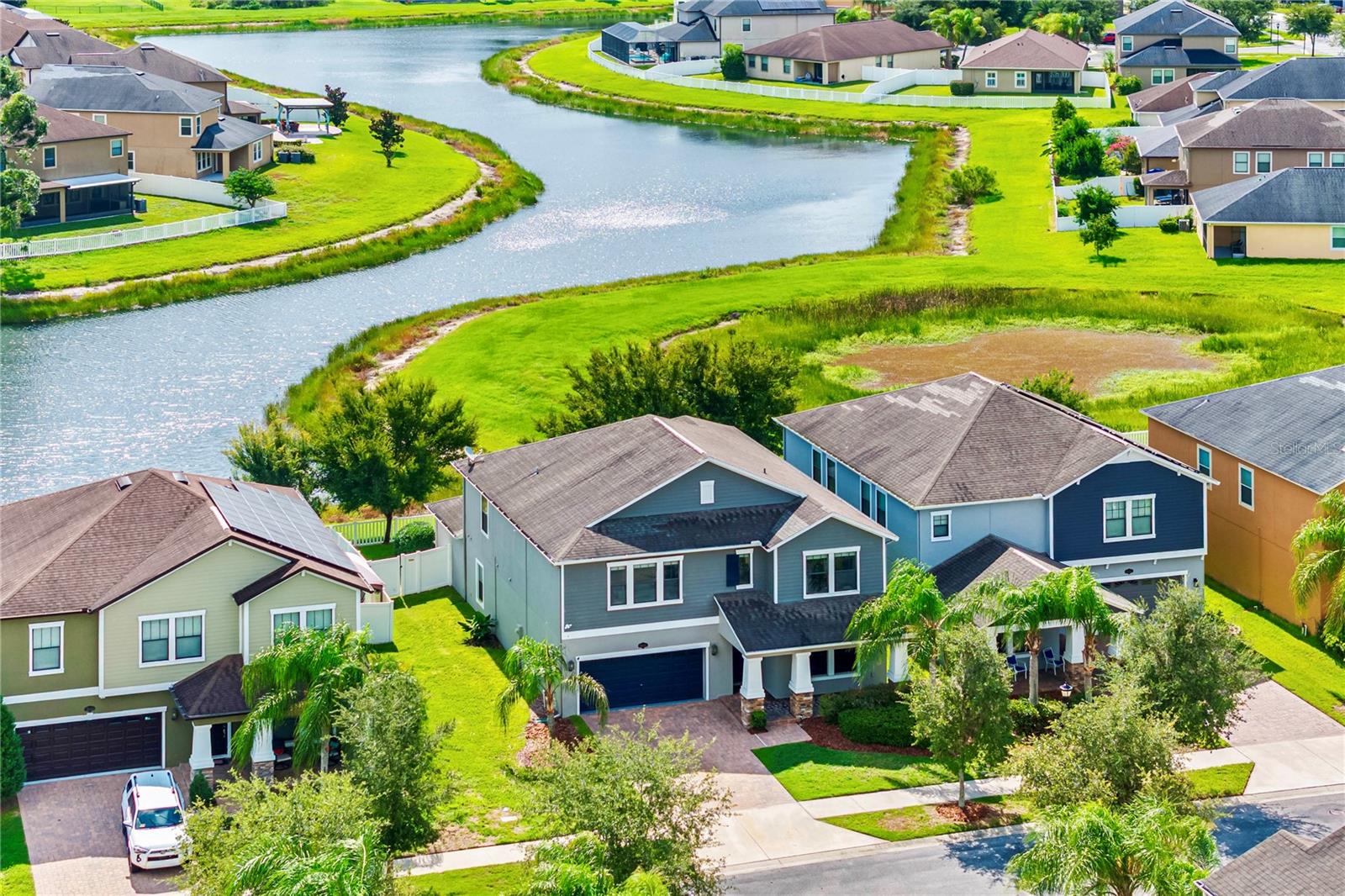 Aerial shot of house front