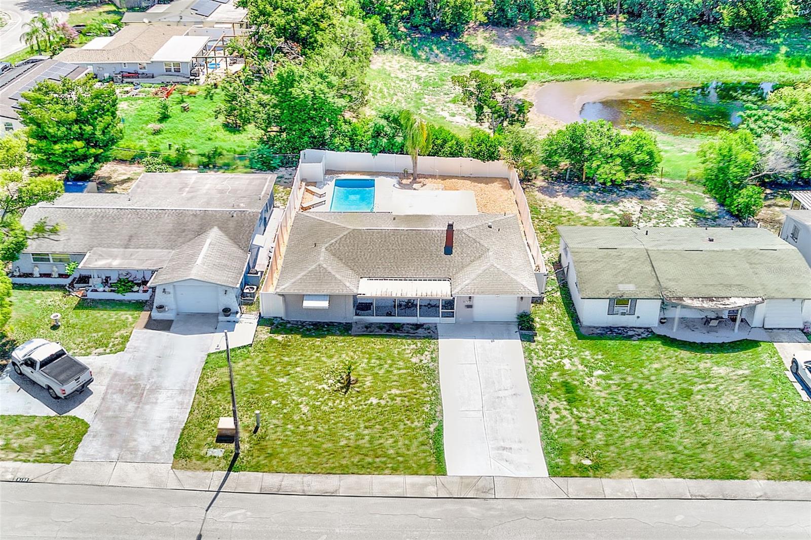 Aerial view of front of home