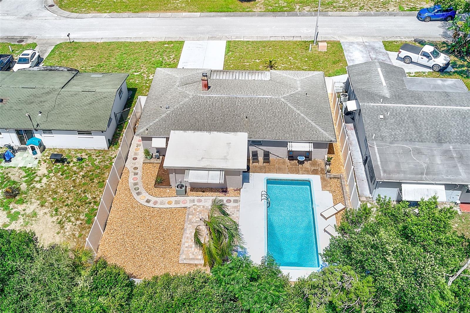 Aerial view of back of home