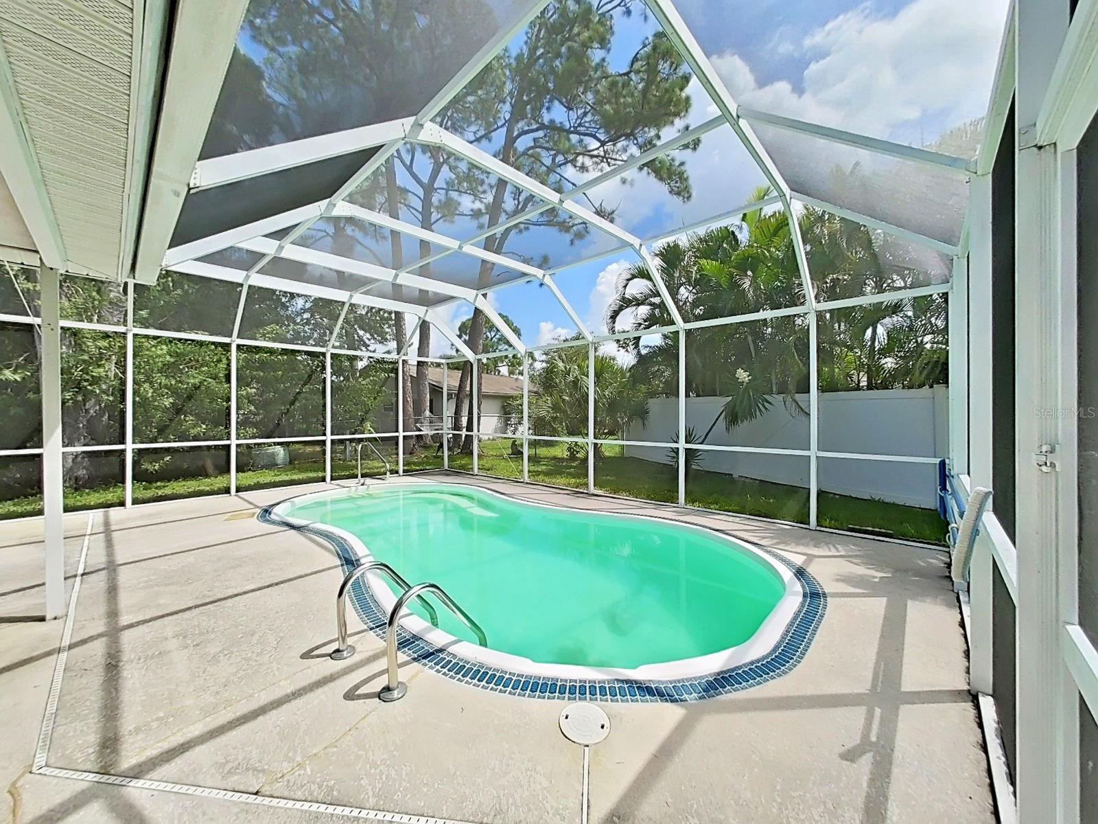 Pool with large screen enclosure