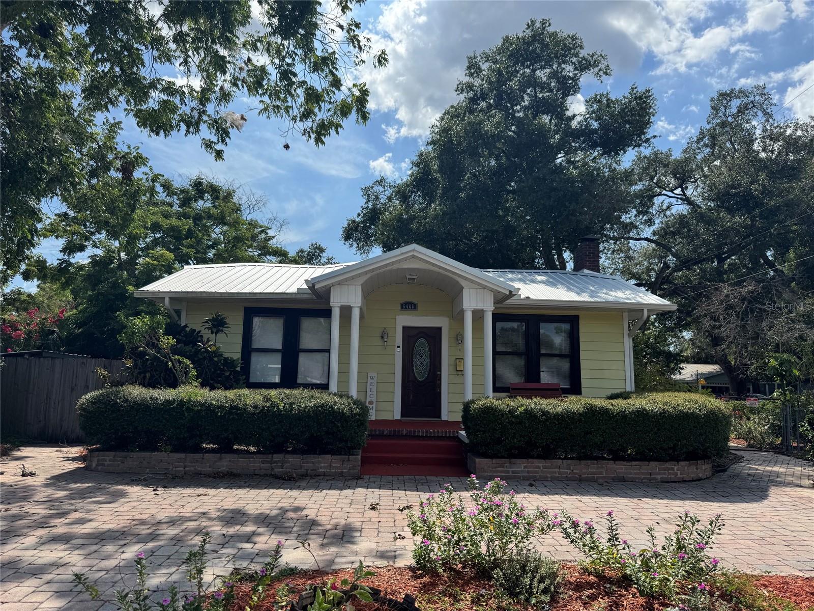 Paved circular driveway