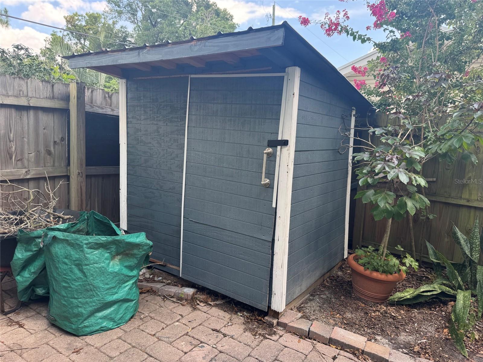 Shed in backyard