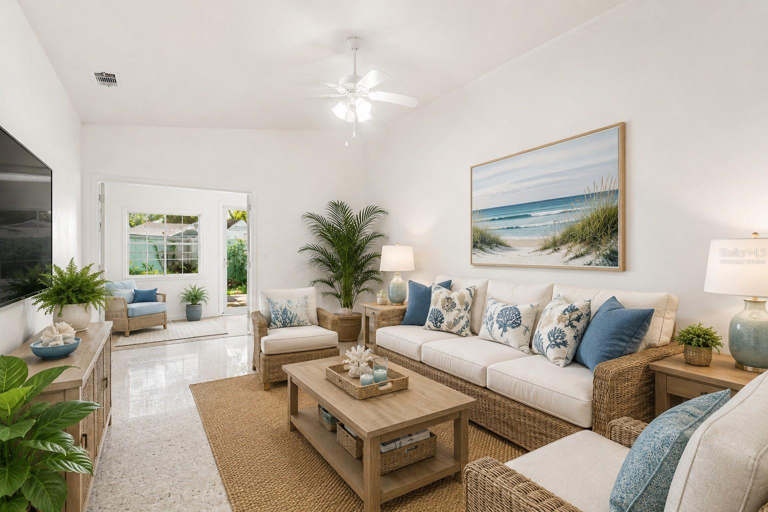 Great Room into Sunroom Virtually Staged