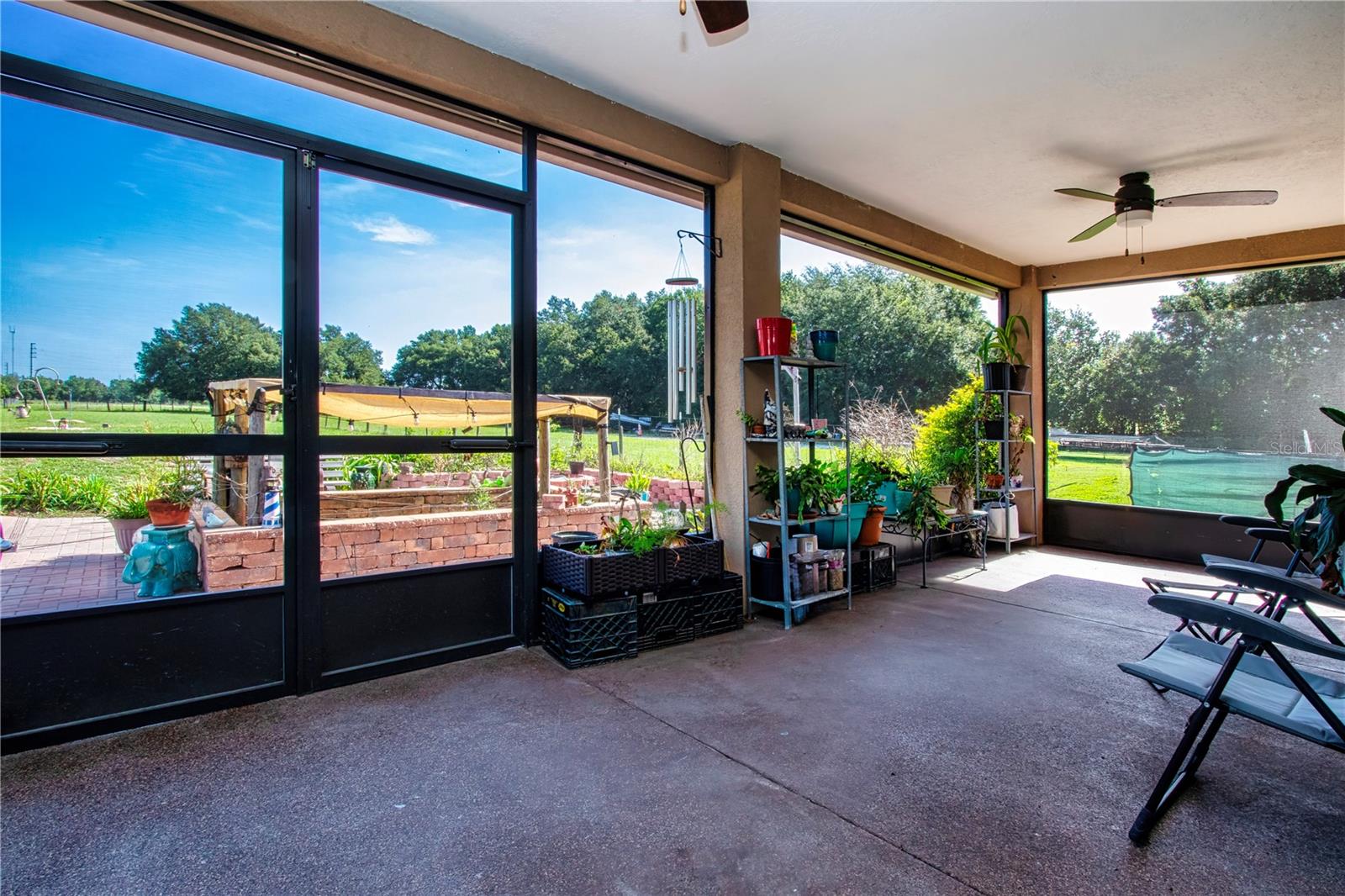 Screened back porch with Spackle Chip floor coating