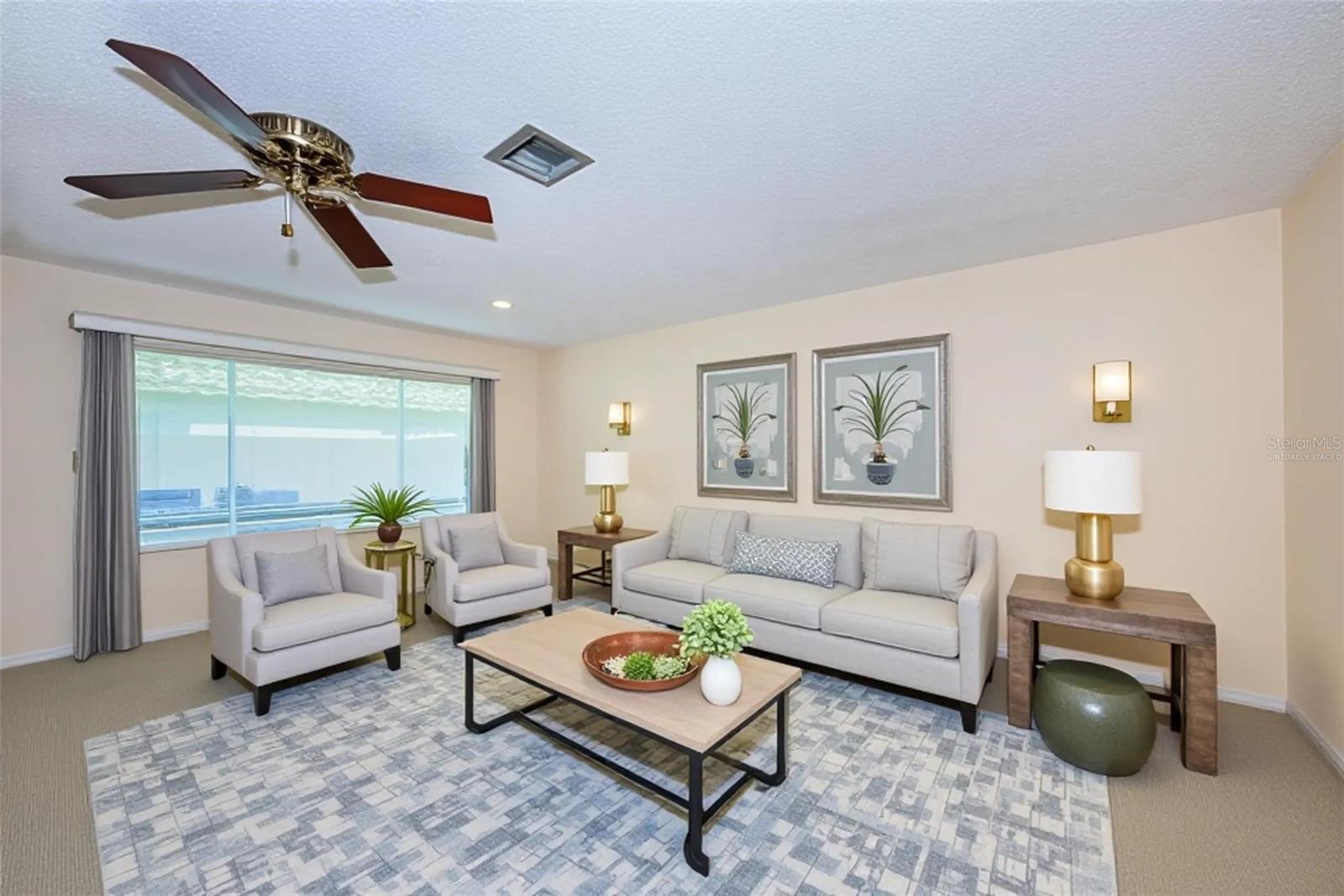 Living room virtually staged