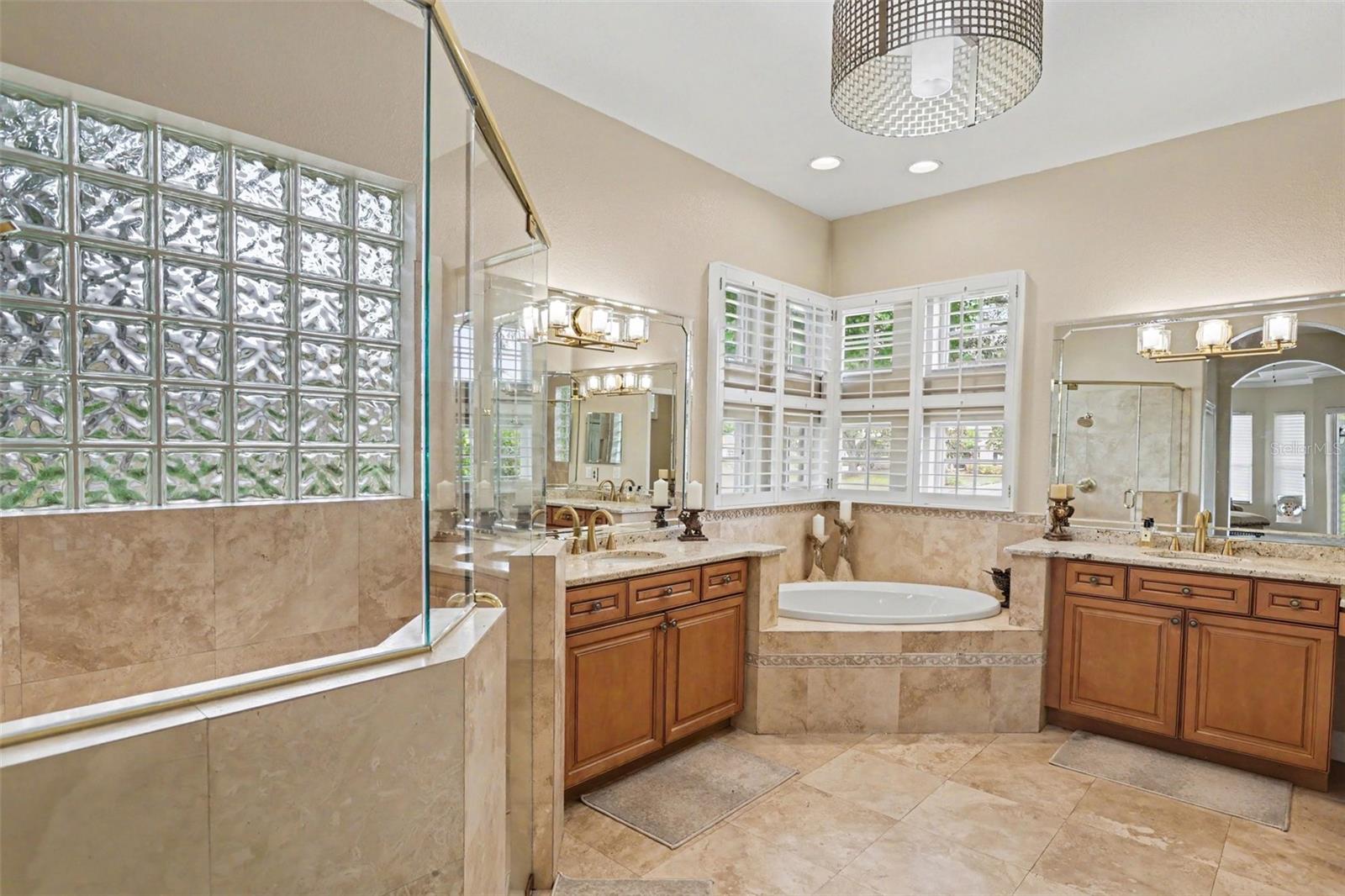 Primary bath with garden tub and separate shower