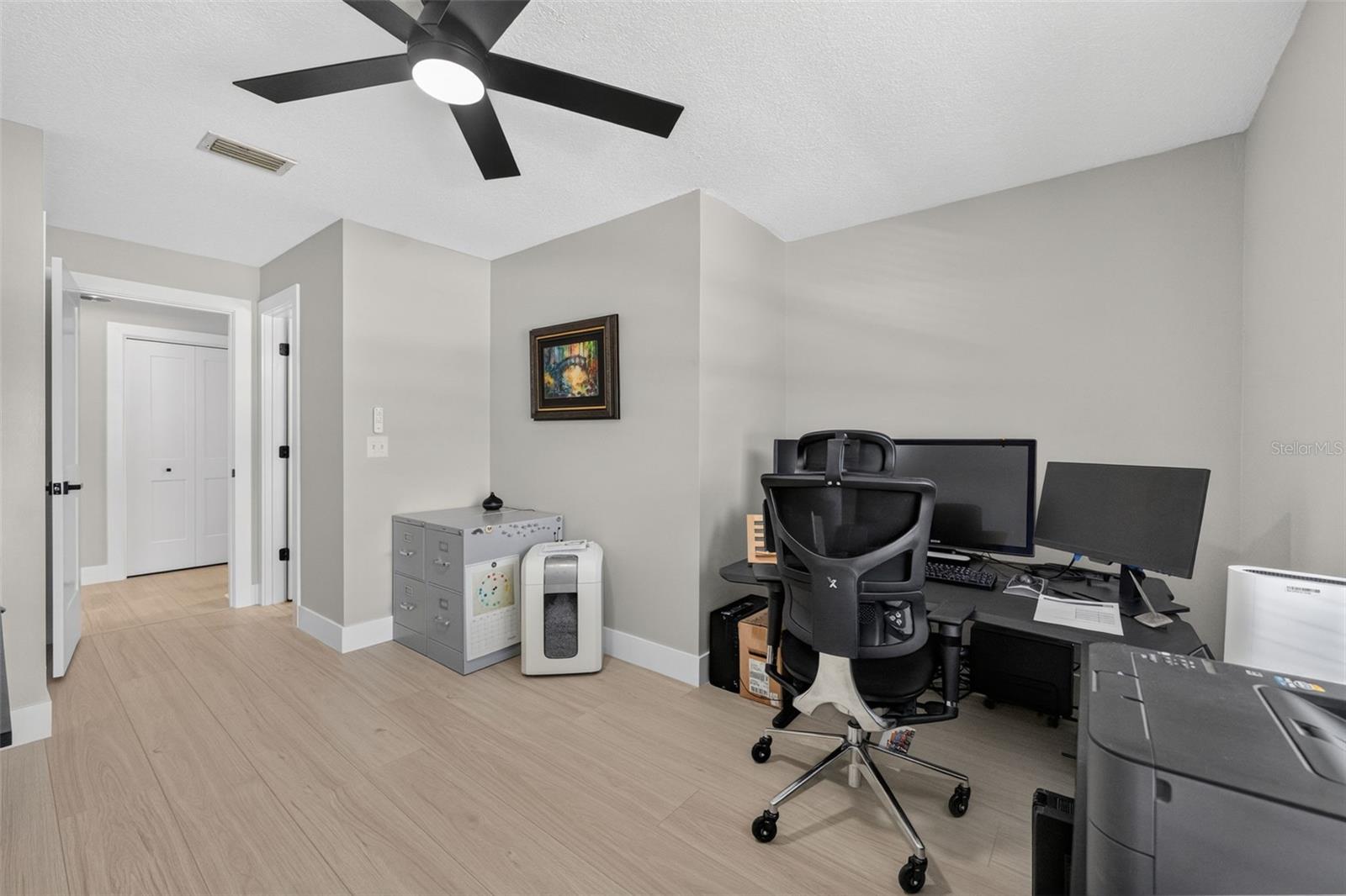 Bedroom 2 with new ceiling fan