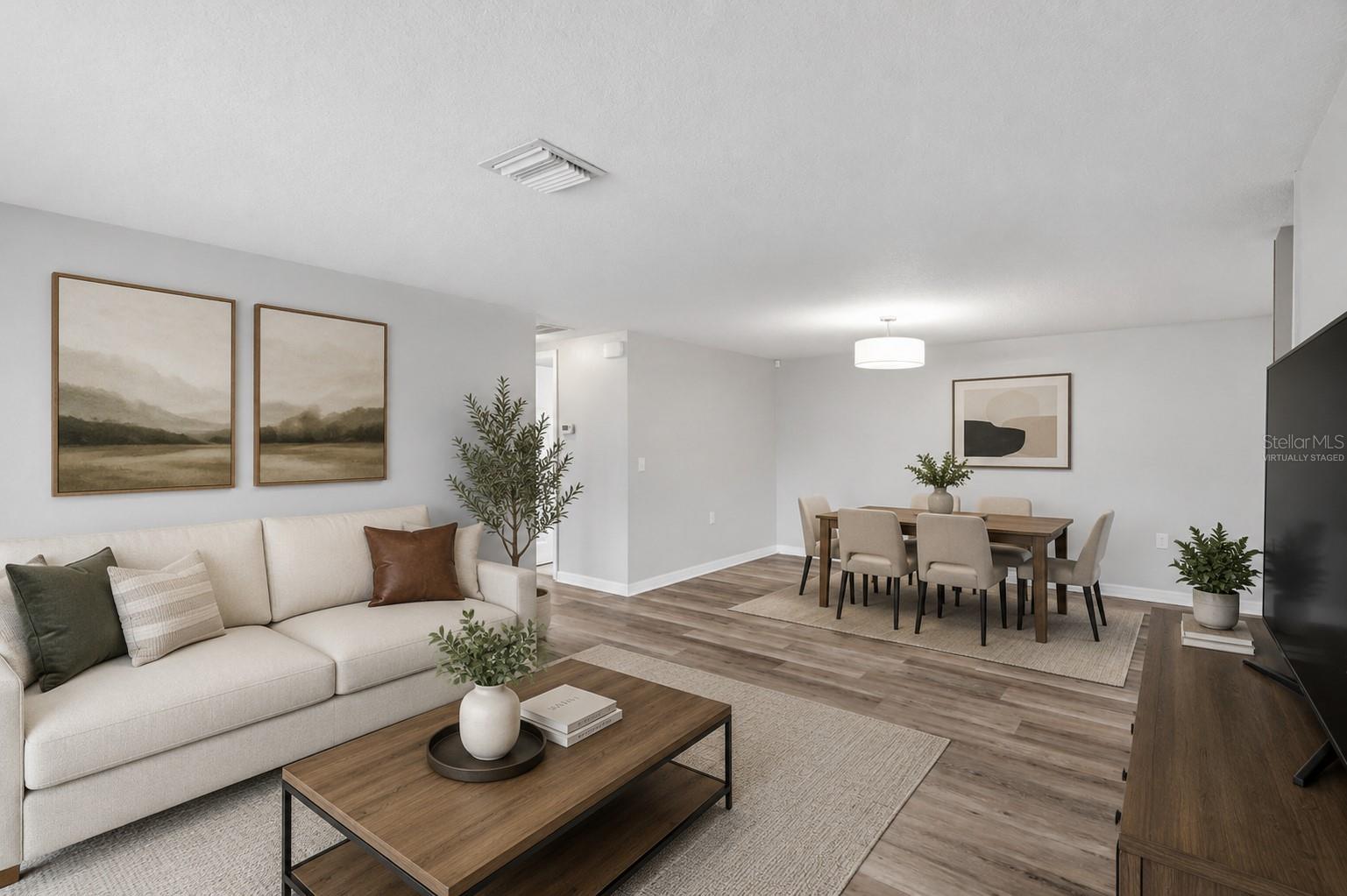 Virtually Staged Living & Dining room