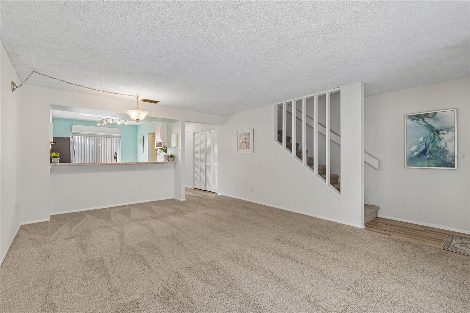 Open family room & dining area