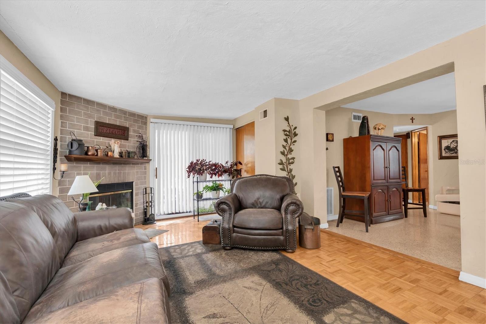 Living room with fireplace