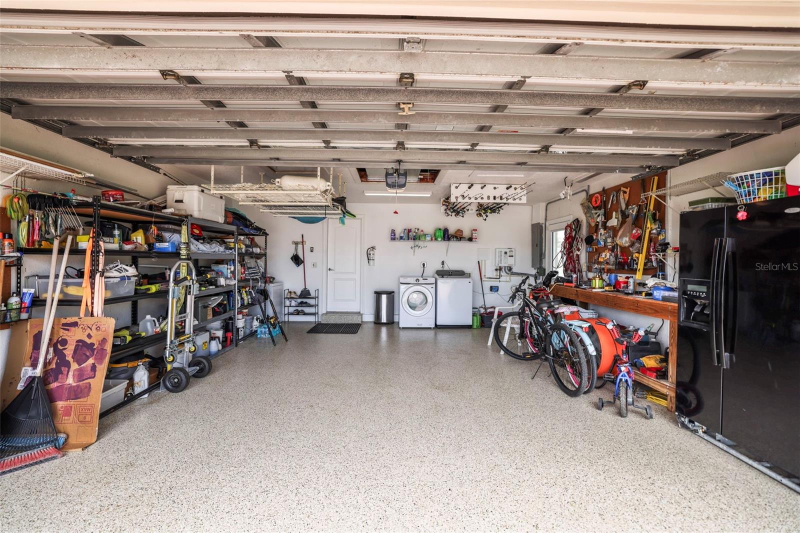 Direct view of garage interior from the open garage door.