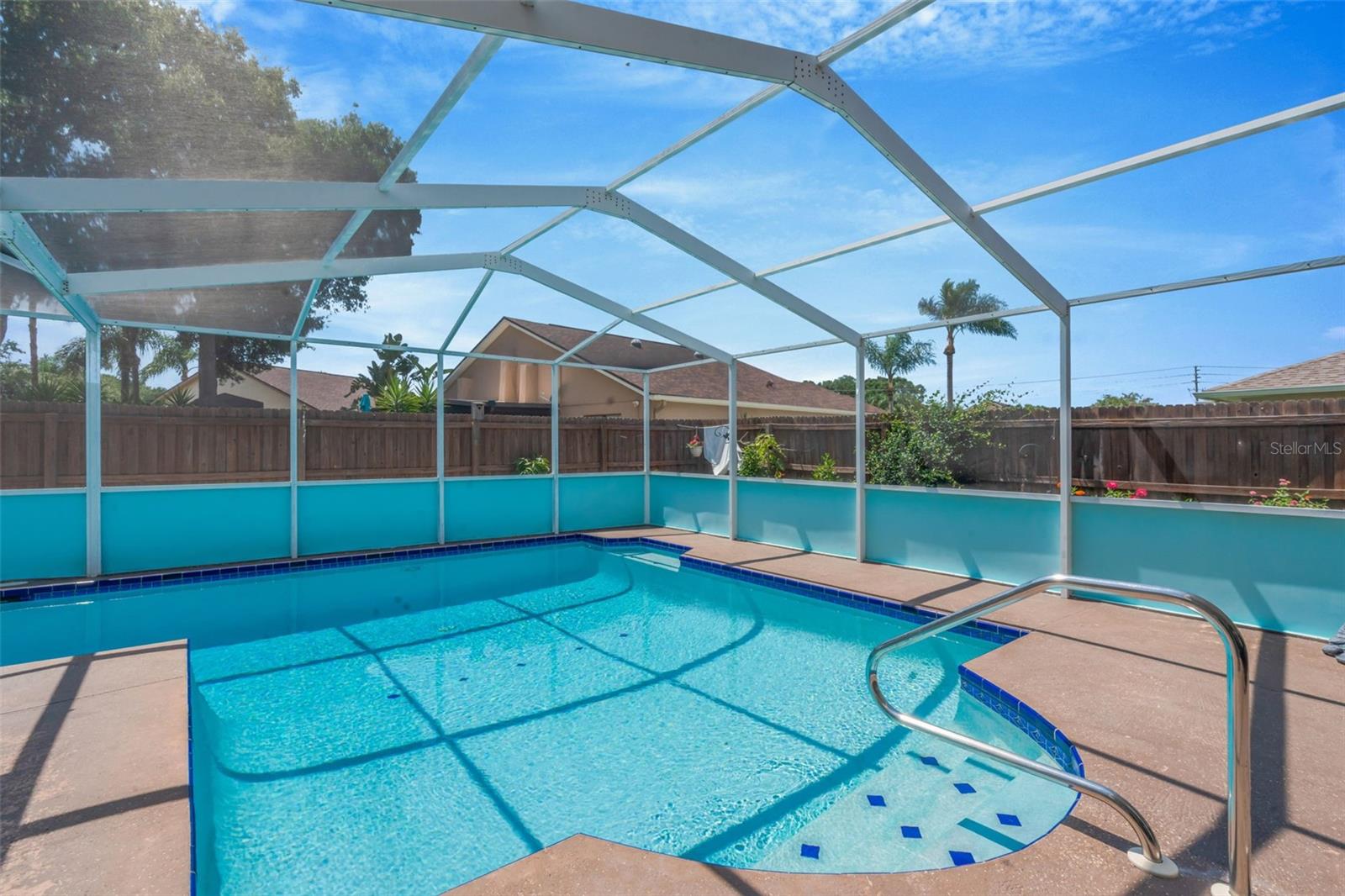 Lap pool with screen enclosure