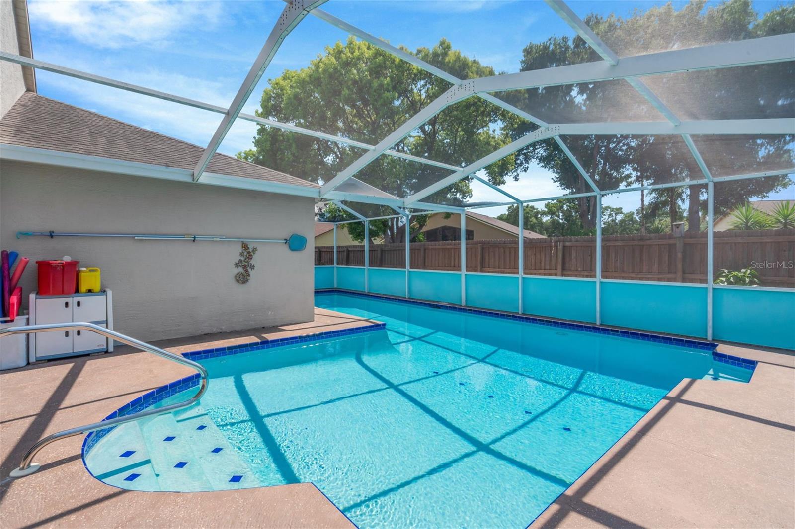Lap pool with screen enclosure