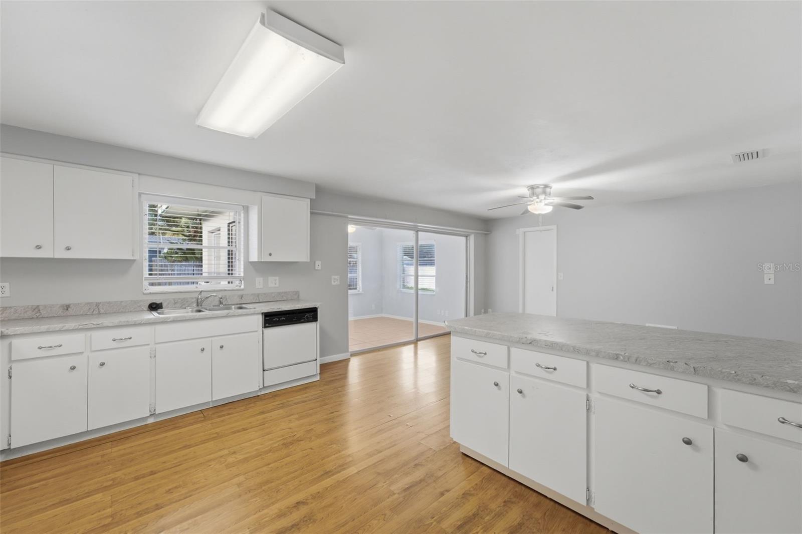 Kitchen and entrance to bonus room