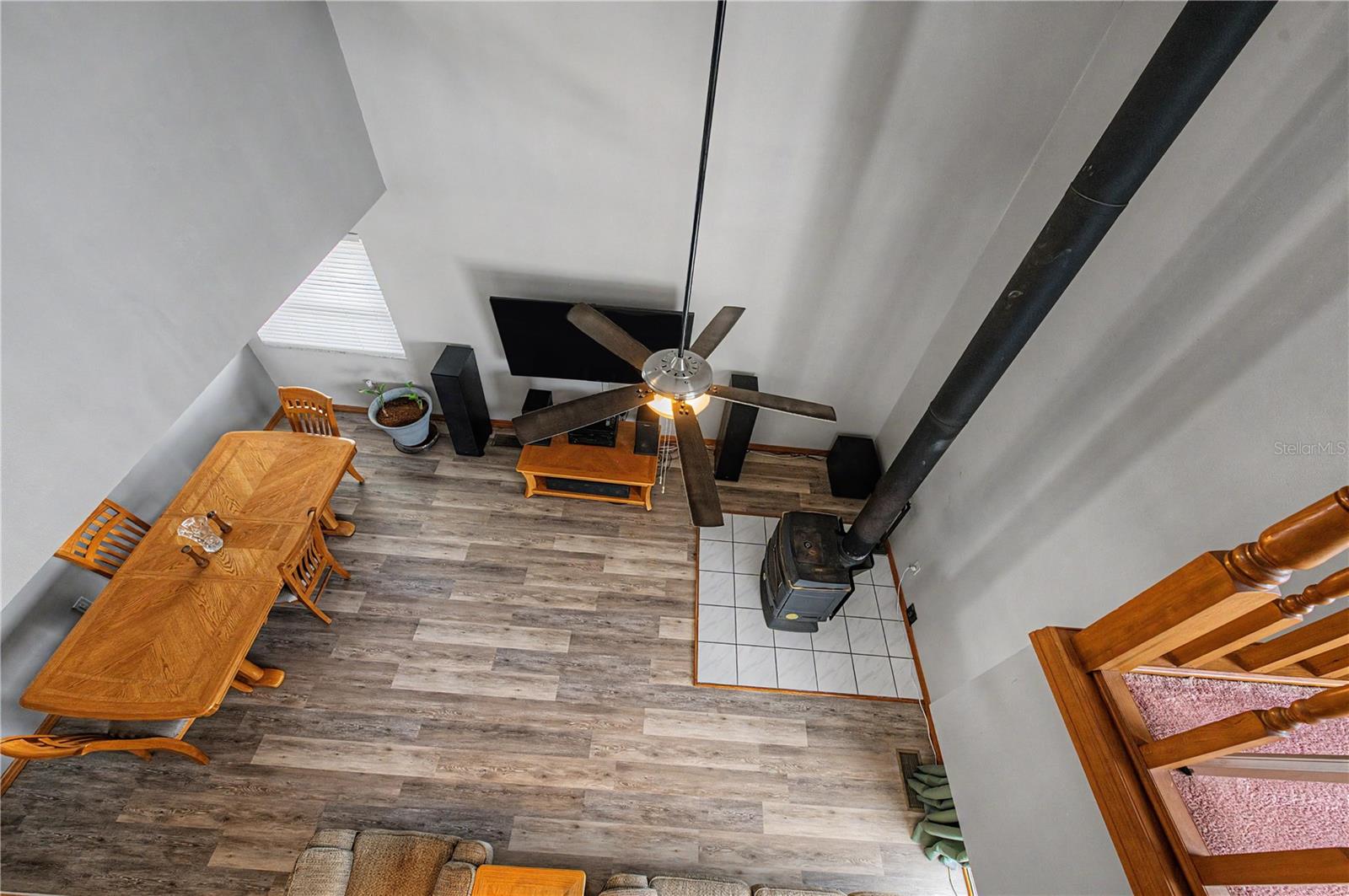 Loft view looking down into the living room