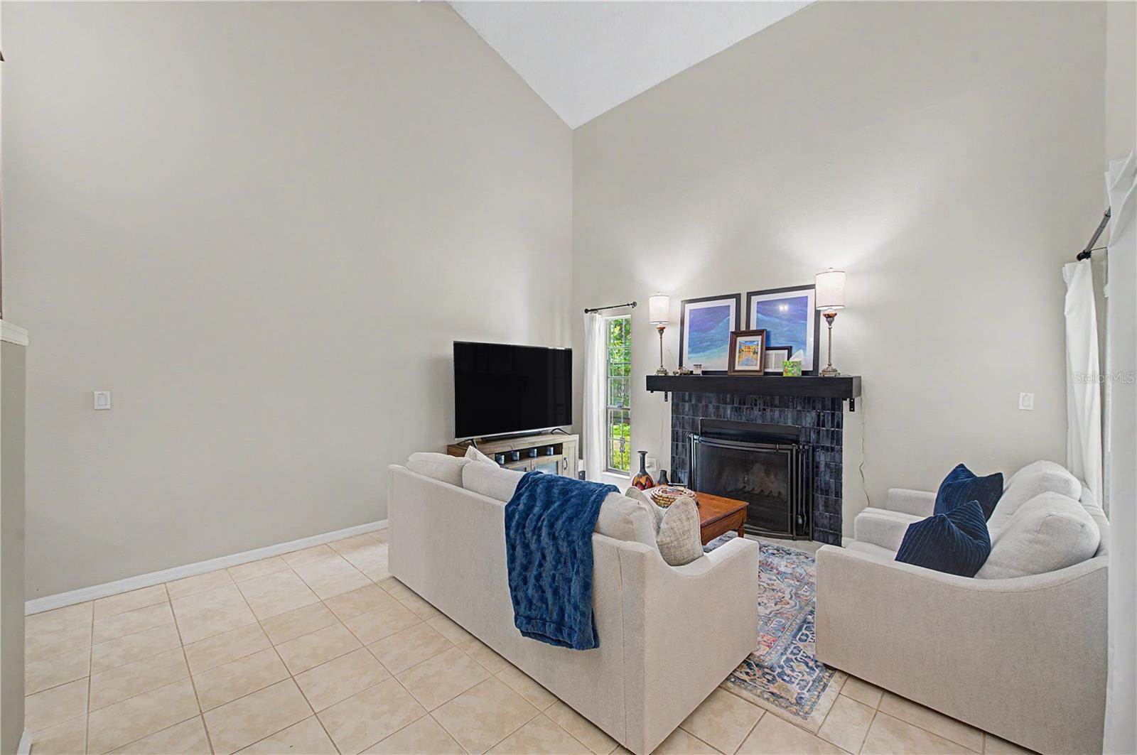 Living room with fireplace