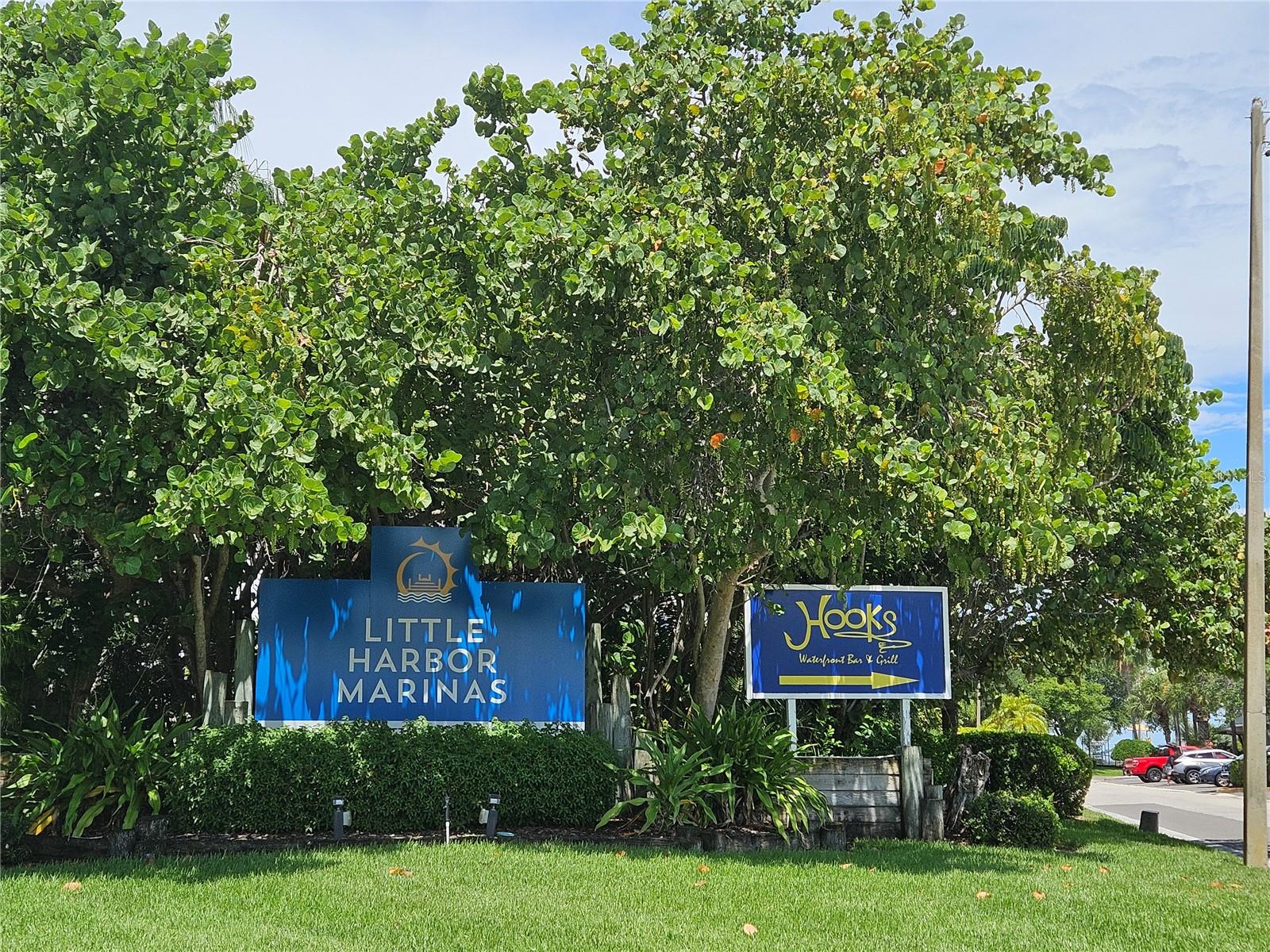 Little Harbor in-Water Marina, Freedom Boat Club On-site Facility, High and Dry Storage and 2nd In-Water Marina, and Hooks Restaurant on the Back Canal