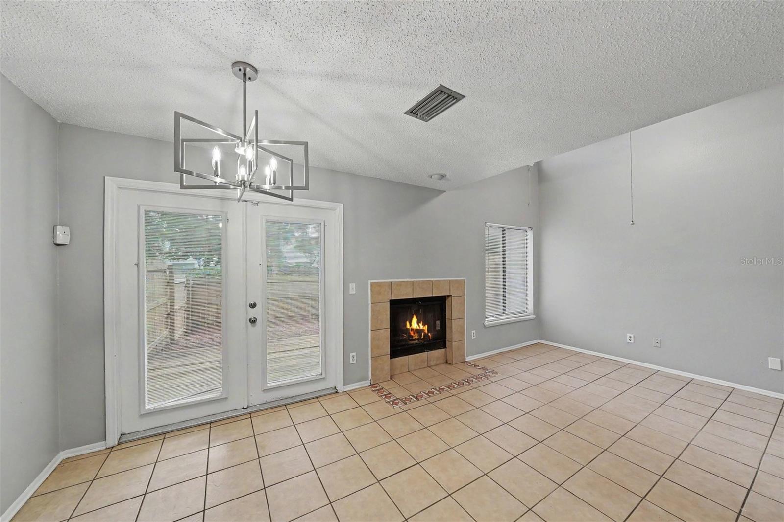 French doors/ Fireplace