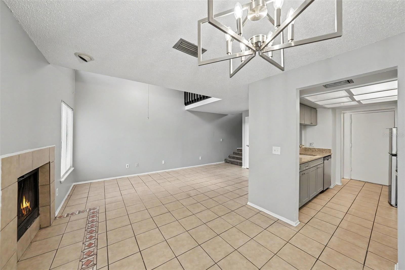 Dining Room overlooking living room & kitchen area.