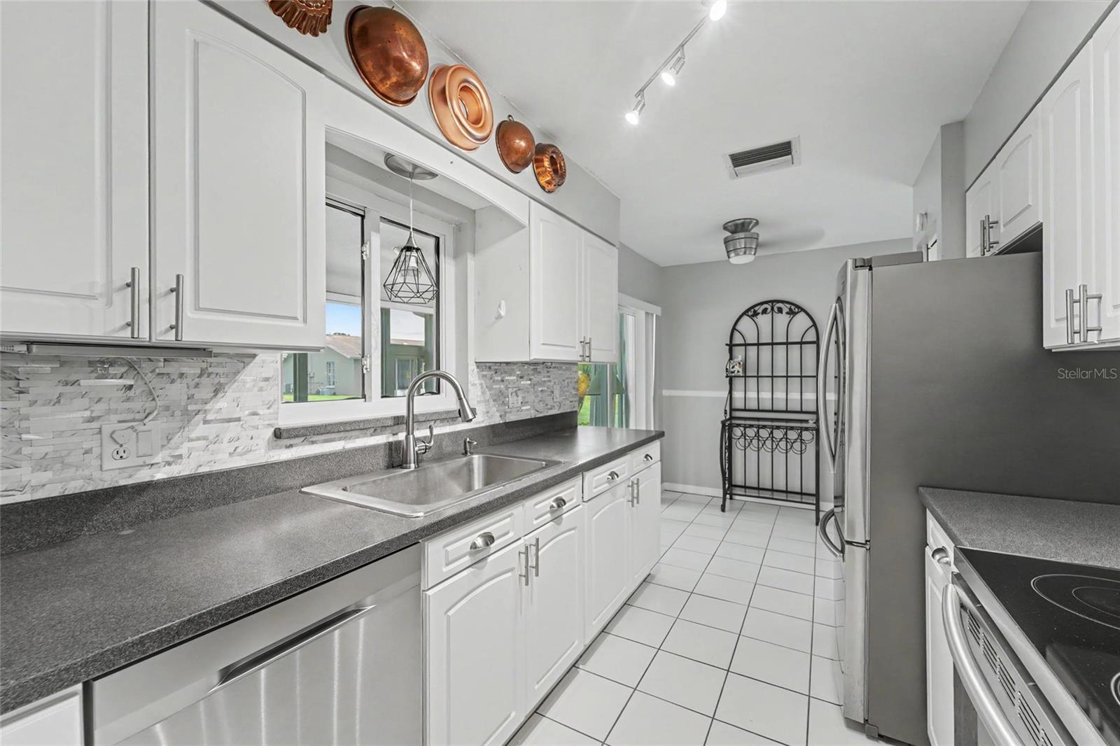 Kitchen with stainless steel appliances
