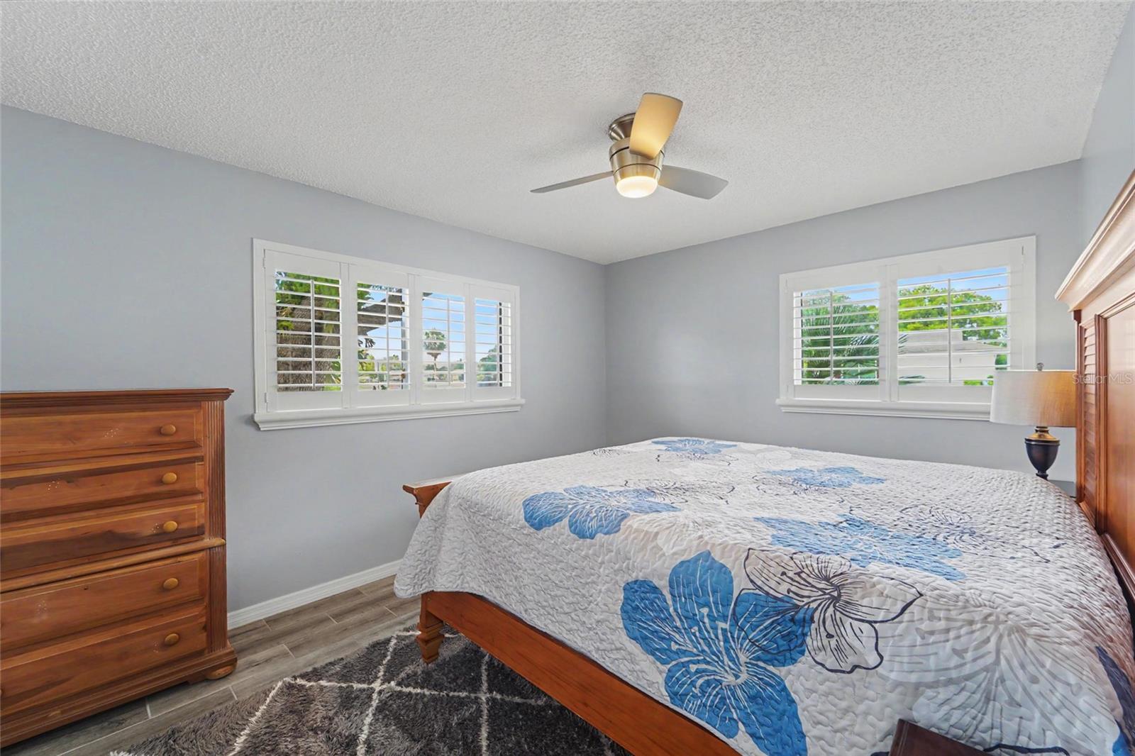 Primary Bedroom & Windows with Plantation Shutters