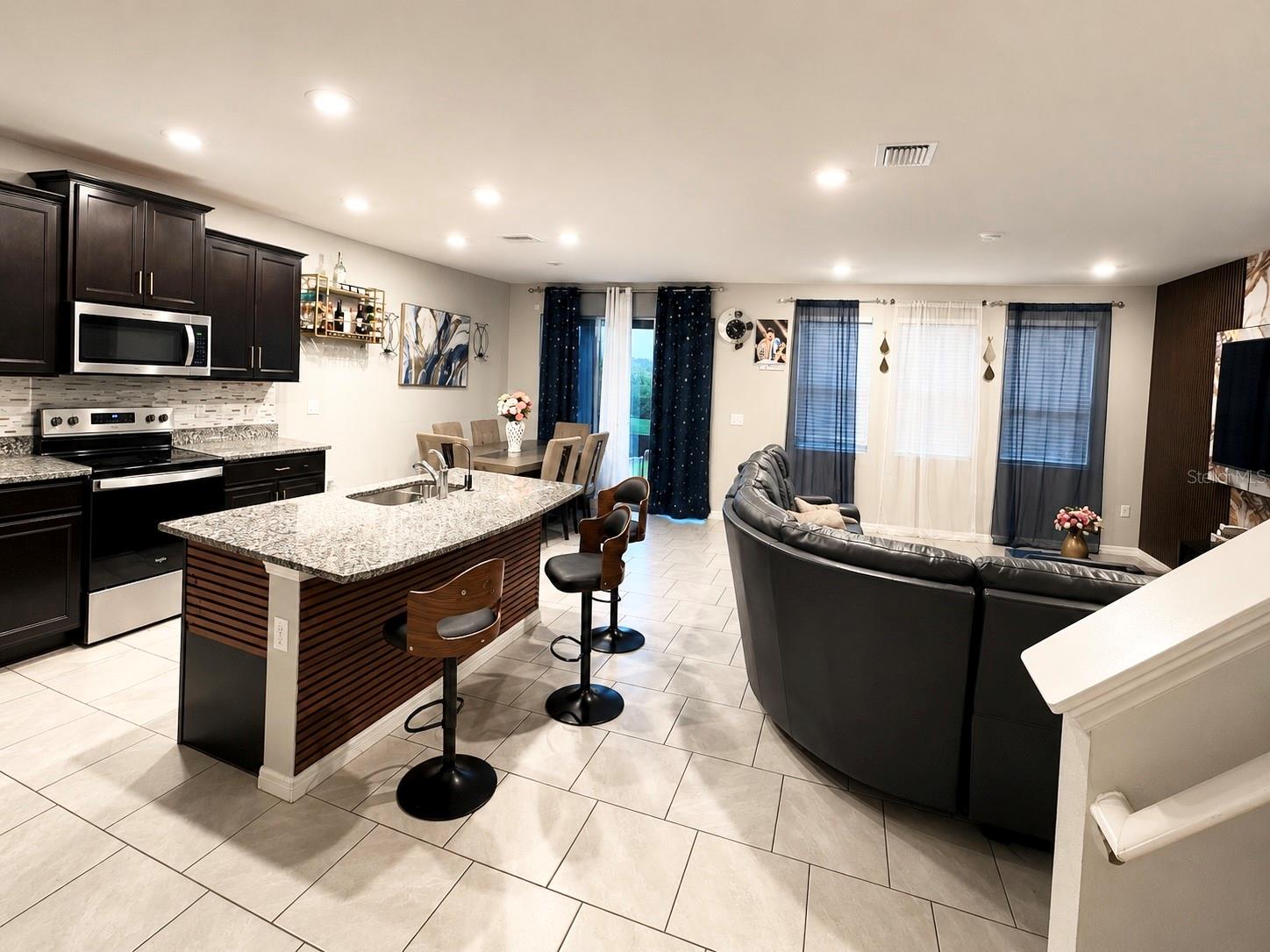 open concept kitchen and family room