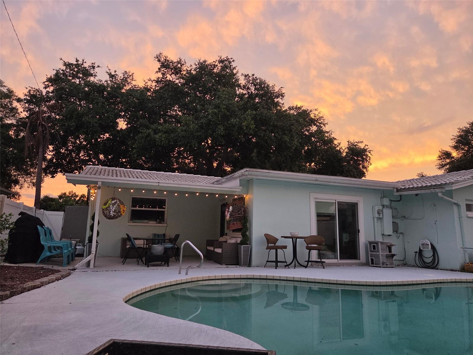 Beautiful sunsets to the West from your private yard.